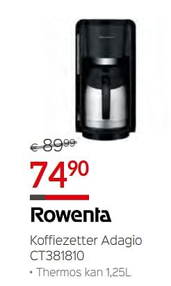 Promoties Rowenta koffiezetter adagio ct381810 - Rowenta - Geldig van 10/12/2018 tot 31/12/2018 bij Selexion