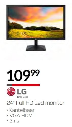 Promoties Lg 24 full hd led monitor - LG - Geldig van 10/12/2018 tot 31/12/2018 bij Selexion