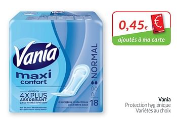Promotions Protection hygiénique - Vania - Valide de 01/12/2018 à 31/12/2018 chez Intermarche