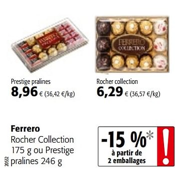 Promotions Ferrero rocher collection ou prestige pralines - Ferrero - Valide de 05/12/2018 à 18/12/2018 chez Colruyt