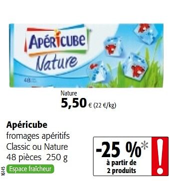 Promoties Apéricube fromages apéritifs classic ou nature - Apericube - Geldig van 05/12/2018 tot 18/12/2018 bij Colruyt
