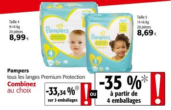 Couches Pampers Premium protection taille 5 11-16kg 34 pièces