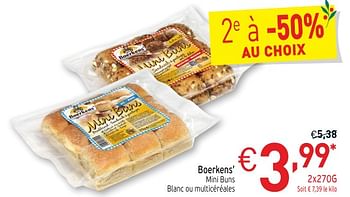 Promotions Boerkens` mini buns blanc ou multicéréales - Boerkens - Valide de 27/11/2018 à 31/12/2018 chez Intermarche