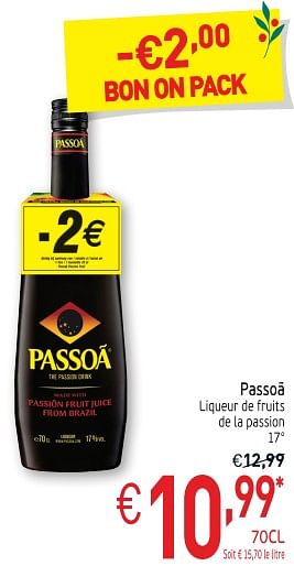 Promotions Passoi liqueur de fruits de la passion - Passoa - Valide de 27/11/2018 à 31/12/2018 chez Intermarche