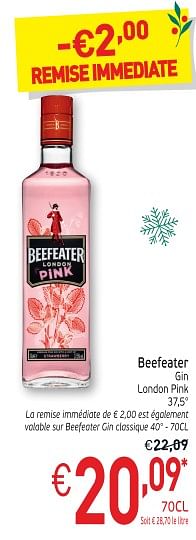 Promotions Beefeater gin london pink - Beefeater - Valide de 27/11/2018 à 31/12/2018 chez Intermarche