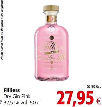 Promotions Filliers dry gin pink - Filliers - Valide de 05/12/2018 à 18/12/2018 chez Colruyt