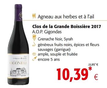 Promotions Clos de la grande boissière 2017 a.o.p. gigondas - Vins rouges - Valide de 05/12/2018 à 18/12/2018 chez Colruyt
