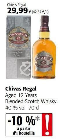 Promotions Chivas regal aged 12 years blended scotch whisky - Chivas Regal - Valide de 05/12/2018 à 18/12/2018 chez Colruyt