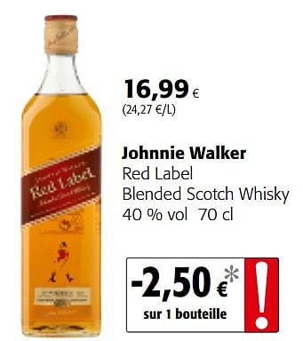 Promotions Johnnie walker red label blended scotch whisky - Johnnie Walker - Valide de 05/12/2018 à 18/12/2018 chez Colruyt