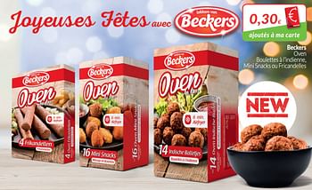 Promotions Beckers oven boulettes à l`indienne, mini snacks ou fricandelles - Beckers - Valide de 01/12/2018 à 31/12/2018 chez Intermarche