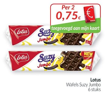 Promoties Lotus wafels suzy jumbo - Lotus Bakeries - Geldig van 01/12/2018 tot 31/12/2018 bij Intermarche