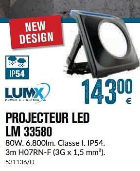 Promotions Projecteur led lm 33580 - LumX - Valide de 01/12/2018 à 28/01/2019 chez Meno Pro