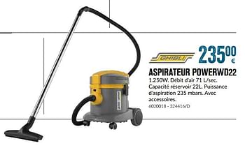 Promotions Ghibli aspirateur powerwd22 - Ghibli - Valide de 01/12/2018 à 28/01/2019 chez Meno Pro