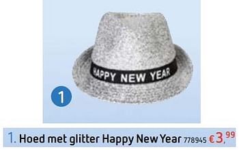 Promoties Hoed met glitter happy new year - Huismerk - Dreamland - Geldig van 12/12/2018 tot 31/12/2018 bij Dreamland