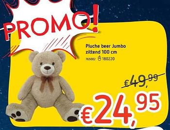 Promoties Pluche beer jumbo zittend - Huismerk - Dreamland - Geldig van 12/12/2018 tot 31/12/2018 bij Dreamland