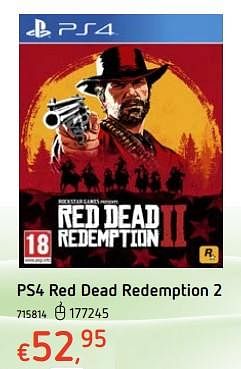 Promoties Ps4 red dead redemption 2 - Rockstar Games - Geldig van 12/12/2018 tot 31/12/2018 bij Dreamland