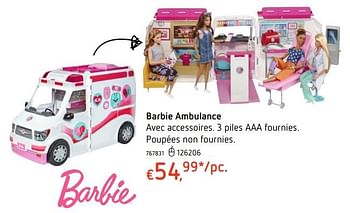 Promotions Barbie ambulance - Mattel - Valide de 11/12/2018 à 31/12/2018 chez Dreamland