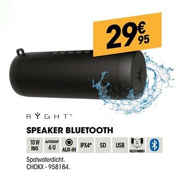Promoties Ryght speaker bluetooth chokx - Ryght - Geldig van 12/12/2018 tot 31/12/2018 bij Electro Depot
