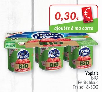 Promotions Yoplait bio petits filous fraise - Yoplait - Valide de 01/12/2018 à 31/12/2018 chez Intermarche