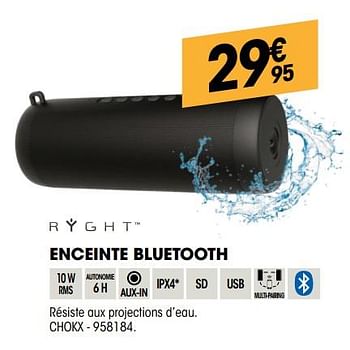 Promotions Ryght enceinte bluetooth chokx - Ryght - Valide de 12/12/2018 à 31/12/2018 chez Electro Depot