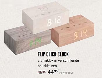 Promoties Flip click clock alarmklok in verschillende houtkleuren - Huismerk - Free Time - Geldig van 03/12/2018 tot 31/12/2018 bij Freetime