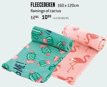 Promoties Fleecedeken flamingo of cactus - Huismerk - Free Time - Geldig van 03/12/2018 tot 31/12/2018 bij Freetime