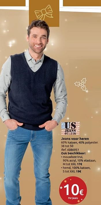 Promoties Jeans voor heren - Huismerk - Carrefour  - Geldig van 05/12/2018 tot 31/12/2018 bij Carrefour