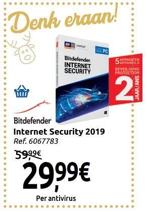 Promoties Bitdefender internet security 2019 - Bitdefender - Geldig van 05/12/2018 tot 31/12/2018 bij Carrefour