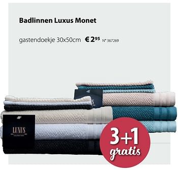 Promoties Badlinnen luxus monet gastendoekje - Huismerk - Unikamp - Geldig van 03/12/2018 tot 06/01/2019 bij Unikamp