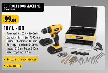 Promotions Powerplus schroefboormachine powx0026li - Powerplus - Valide de 06/12/2018 à 19/12/2018 chez Cevo Market