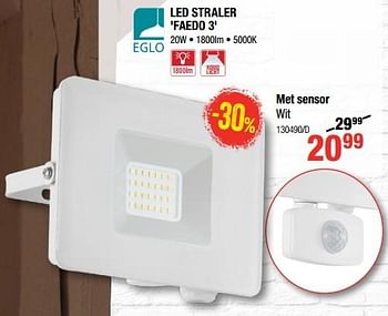 Promoties Eglo led straler faedo 3 met sensor wit - Eglo - Geldig van 06/12/2018 tot 31/12/2018 bij HandyHome