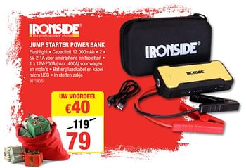 Promoties Ironside jump starter power bank - Ironside - Geldig van 06/12/2018 tot 31/12/2018 bij HandyHome