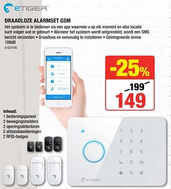 Promoties Draadloze alarmset gsm - eTiger - Geldig van 06/12/2018 tot 31/12/2018 bij HandyHome