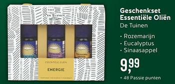 Promoties Geschenkset essentiële oliën de tuinen - De Tuinen - Geldig van 06/12/2018 tot 01/01/2019 bij Holland & Barret