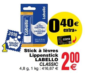 Promoties Stick à lèvres lippenstick labello classic - Labello - Geldig van 11/12/2018 tot 17/12/2018 bij Cora