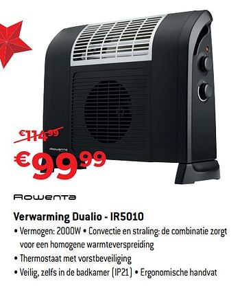 Promoties Rowenta verwarming dualio - ir5010 - Rowenta - Geldig van 10/12/2018 tot 31/12/2018 bij Exellent