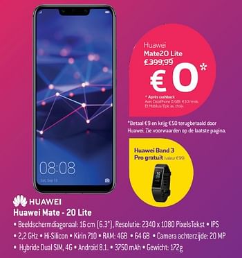 Promoties Huawei mate - 20 lite - Huawei - Geldig van 10/12/2018 tot 31/12/2018 bij Exellent