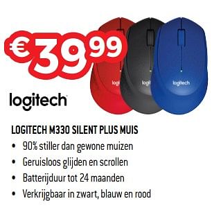 Promoties Logitech m330 silent plus muis - Logitech - Geldig van 10/12/2018 tot 31/12/2018 bij Exellent