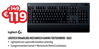 Promoties Logitech draadloos mechanisch gaming toetsenbord - g613 - Logitech - Geldig van 10/12/2018 tot 31/12/2018 bij Exellent