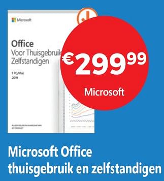 Promoties Microsoft office thuisgebruik en zelfstandigen - Microsoft - Geldig van 10/12/2018 tot 31/12/2018 bij Exellent