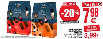 Promoties Mini tablettes mini tabletten galler - Galler - Geldig van 11/12/2018 tot 17/12/2018 bij Cora