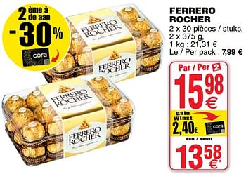 Promotions Ferrero rocher - Ferrero - Valide de 11/12/2018 à 17/12/2018 chez Cora