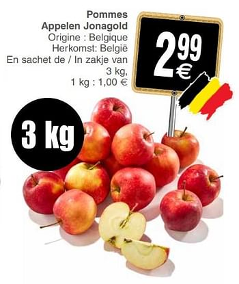 Promoties Pommes appelen jonagold - Huismerk - Cora - Geldig van 11/12/2018 tot 17/12/2018 bij Cora