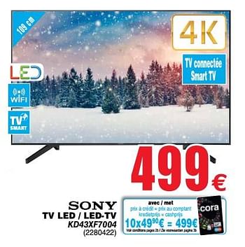 Promoties Sony tv led - led-tv kd43xf7004 - Sony - Geldig van 11/12/2018 tot 24/12/2018 bij Cora