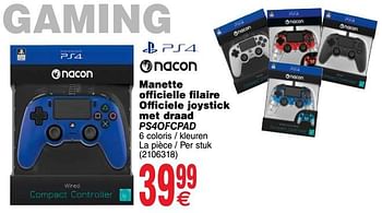 Promoties Nacon manette officielle filaire officiele joystick met draad ps4ofcpad - Nacon - Geldig van 11/12/2018 tot 24/12/2018 bij Cora