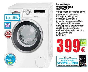 Promoties Bosch lave-linge wasmachine wan280co - Bosch - Geldig van 11/12/2018 tot 24/12/2018 bij Cora