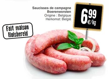 Promotions Saucisses de campagne boerenworsten - Produit maison - Cora - Valide de 11/12/2018 à 17/12/2018 chez Cora