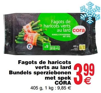 Promotions Fagots de haricots verts au lard bundels sperziebonen met spek cora - Produit maison - Cora - Valide de 11/12/2018 à 17/12/2018 chez Cora
