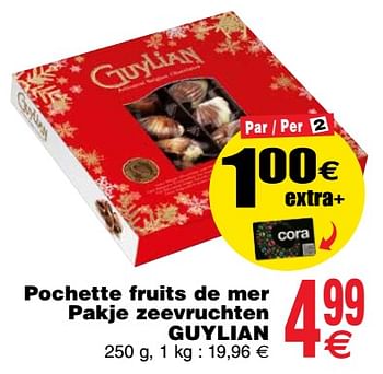 Promoties Pochette fruits de mer pakje zeevruchten guylian - Guylian - Geldig van 11/12/2018 tot 17/12/2018 bij Cora