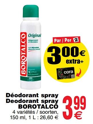 Promotions Déodorant spray deodorant spray borotalco - Borotalco - Valide de 11/12/2018 à 17/12/2018 chez Cora